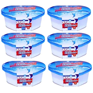 Deshumidificadores de 500 ml Pack 6 Absorbentes de Humedad Interior - Sin Fragancia - Elimina la Condensaci?n y la Humedad de Armarios, Cocinas, Oficinas, Dormitorios, Caravanas, Garajes y m?s
