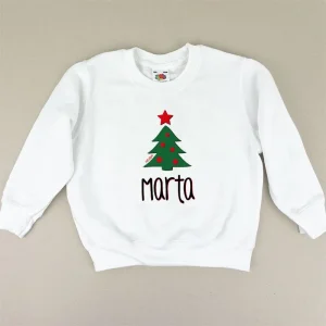 Sudadera Navideña Personalizada Árbol para Niño
