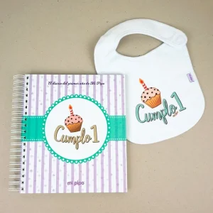 Cumplo 1 Diario Primer año del Bebé con Babero